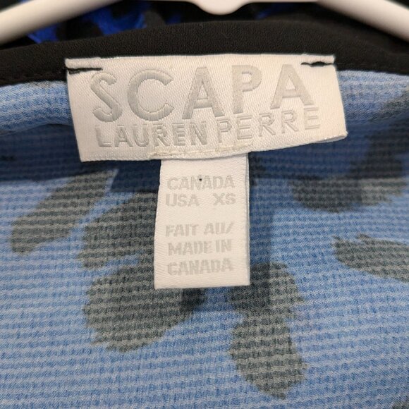 Scapa Lauren Perre Duchessa XS Royal Blue Black Animal Print Shirt NWT - Picture 11 of 16